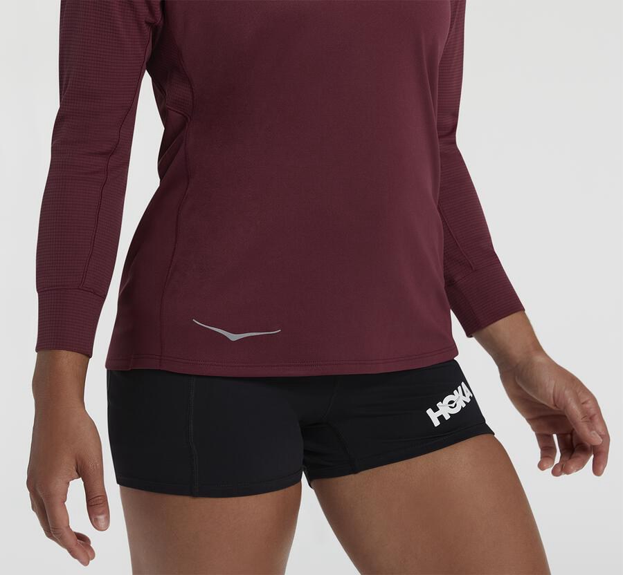 Hoka One One Top Dame - Performance 3/4 Sleeve - Brune - 634297EGU